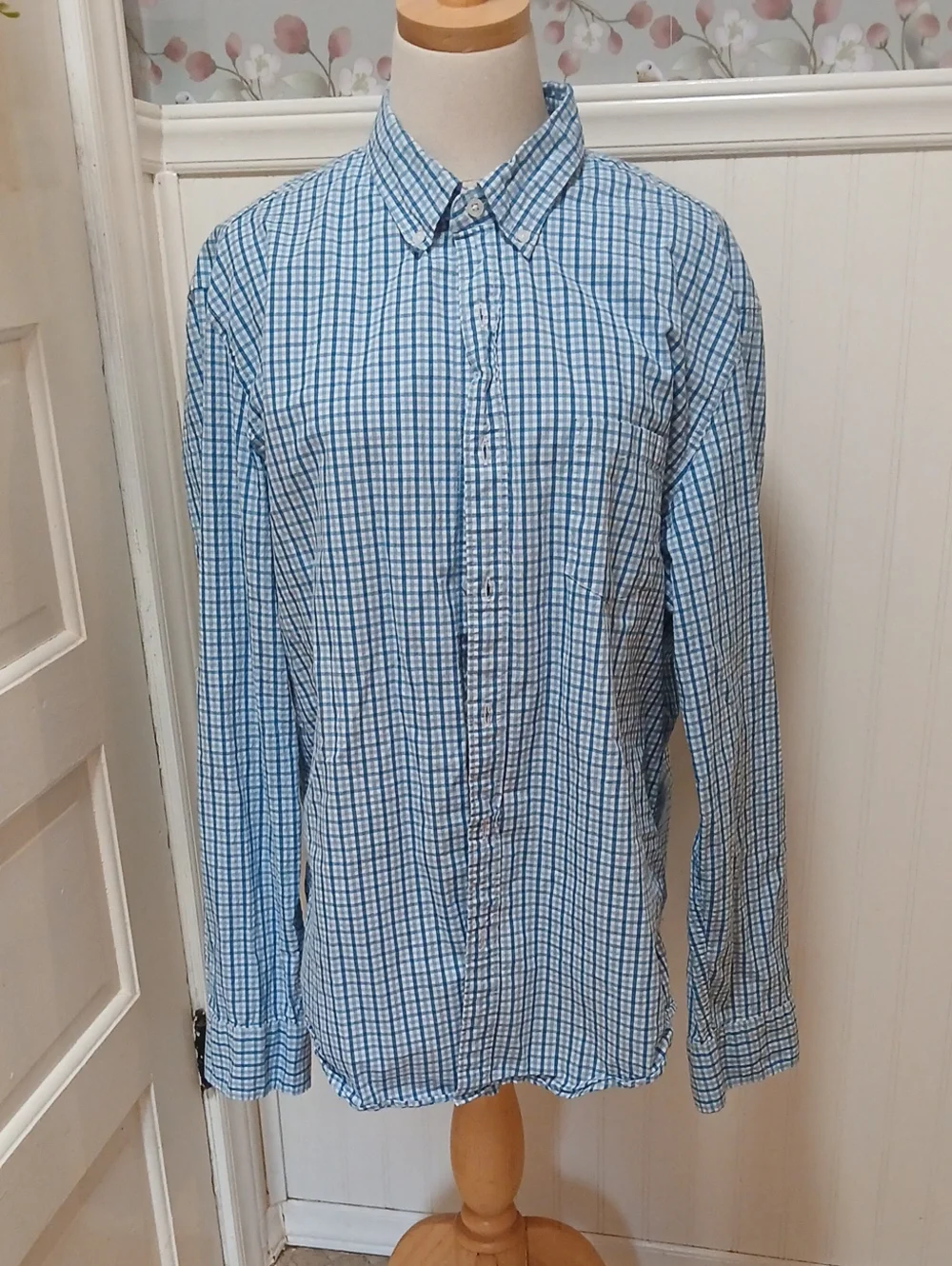 J. Crew Light Blue and White Plaid Button-Down Shirt